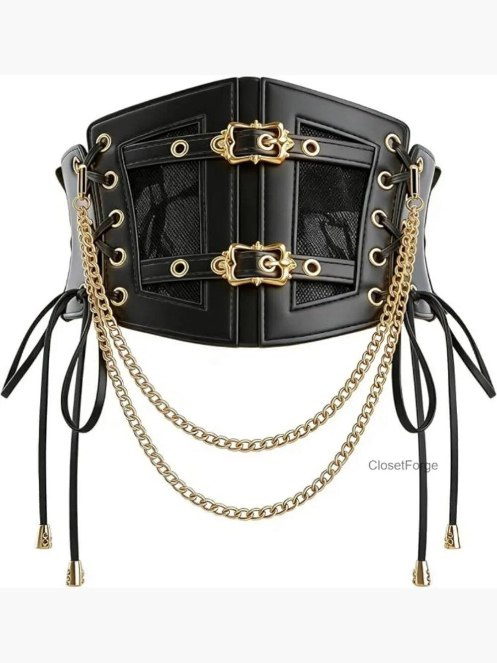 Wide Lace-Up Corset Belt Women Faux Leather Waist Trainer Cosplay